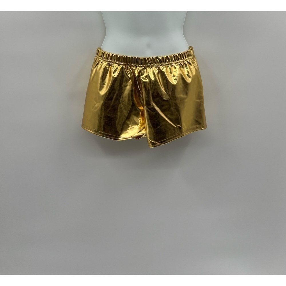 3/$15 Kid's Metallic Gold Shiny Hot Pants | XL Polyester & Spandex Elastic Waist